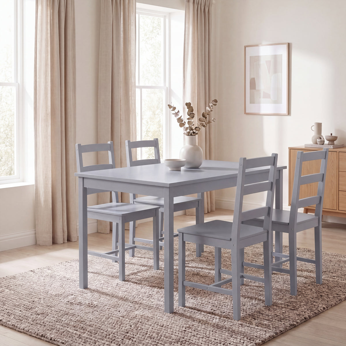 Yorkshire 4-Seater Dining Set - Grey