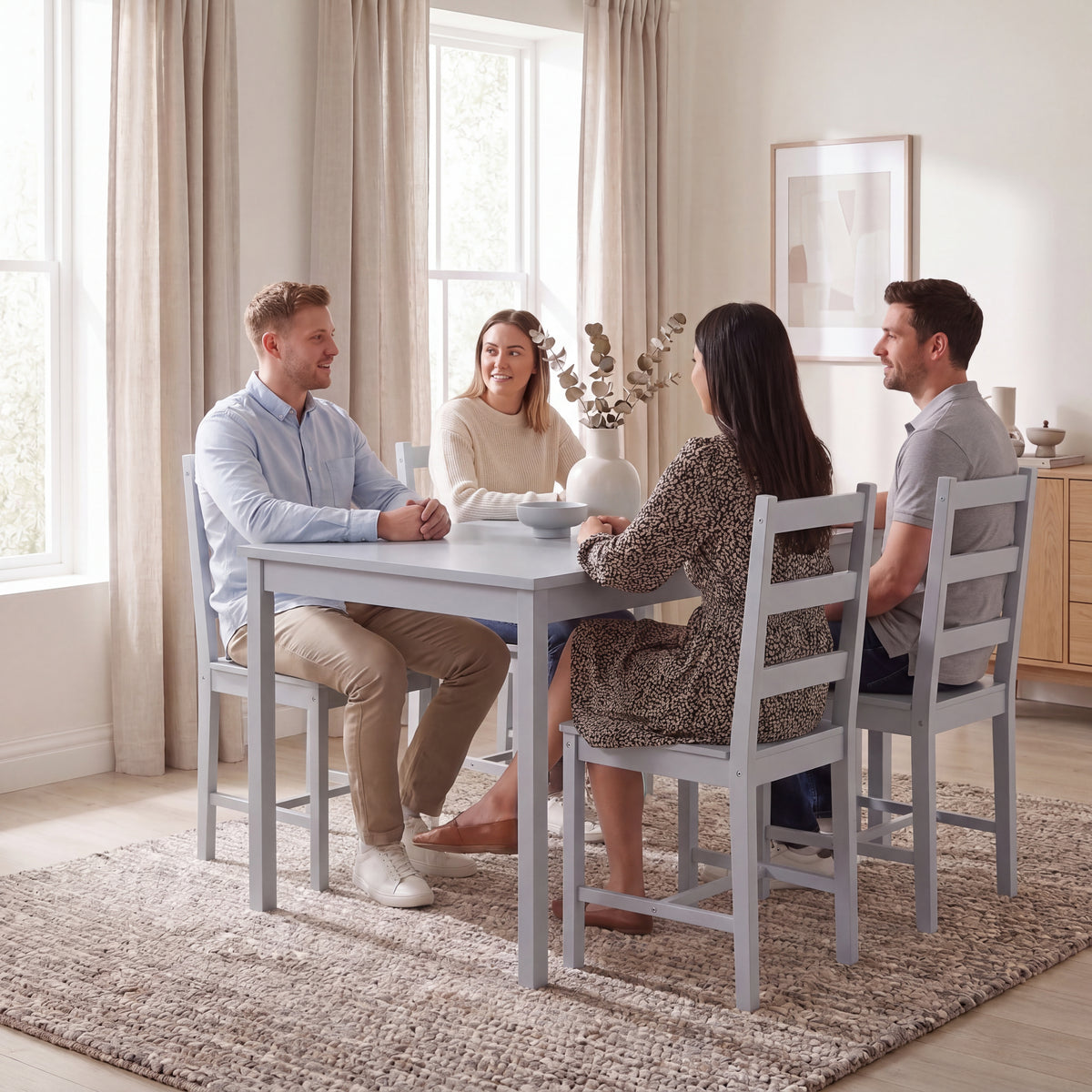 Yorkshire 4-Seater Dining Set - Grey