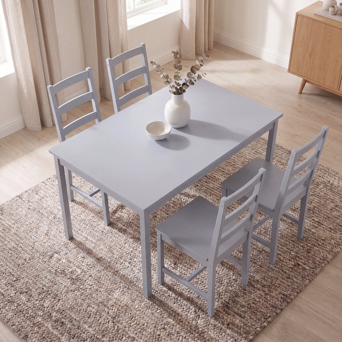 Yorkshire 4-Seater Dining Set - Grey