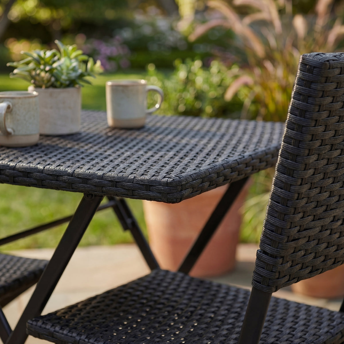 Capri 2-Seater Rattan Bistro Set, Black UKFR