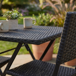 Capri 2-Seater Rattan Bistro Set, Black UKFR