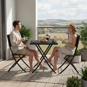 Capri 2-Seater Rattan Bistro Set, Black UKFR