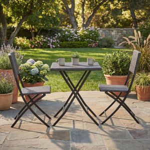 Capri 2-Seater Rattan Bistro Set, Grey UKFR