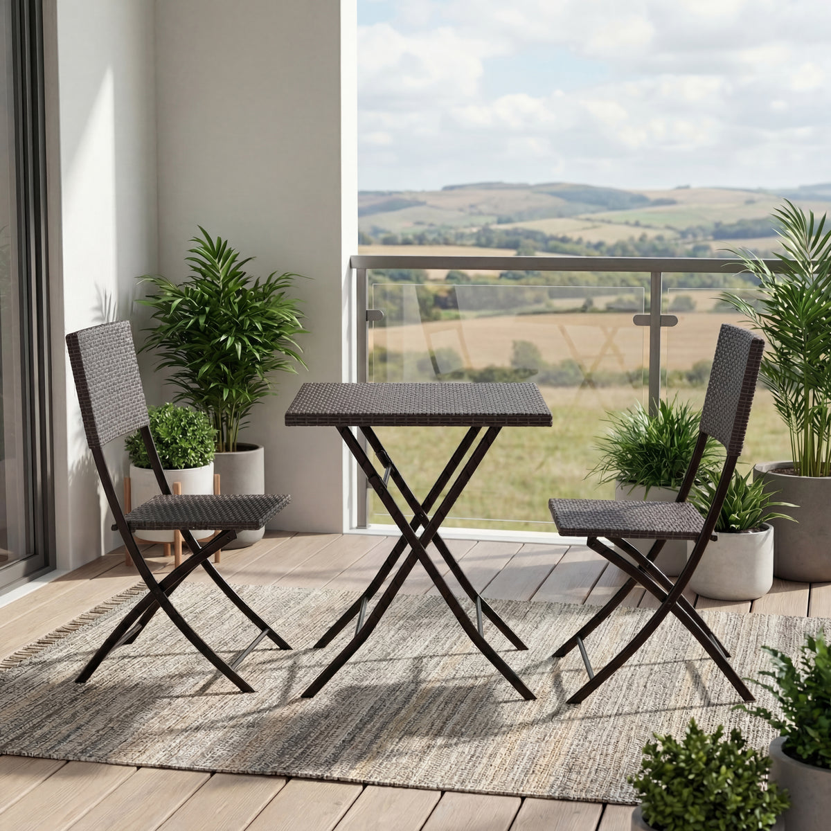 Capri 2-Seater Rattan Bistro Set, Grey UKFR