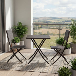 Capri 2-Seater Rattan Bistro Set, Grey UKFR