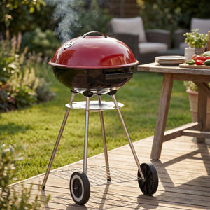 Memphis Freestanding Kettle Grill BBQ, Red & Black