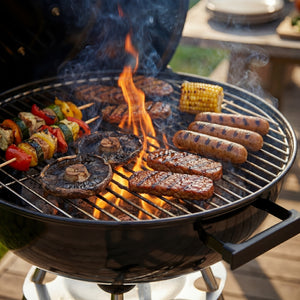 Memphis Freestanding Kettle Grill BBQ, Red & Black