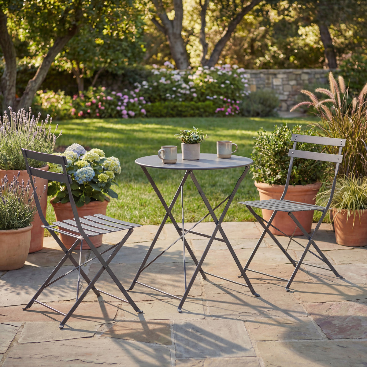 Porto 2-Seater Metal Bistro Set - Dark Grey
