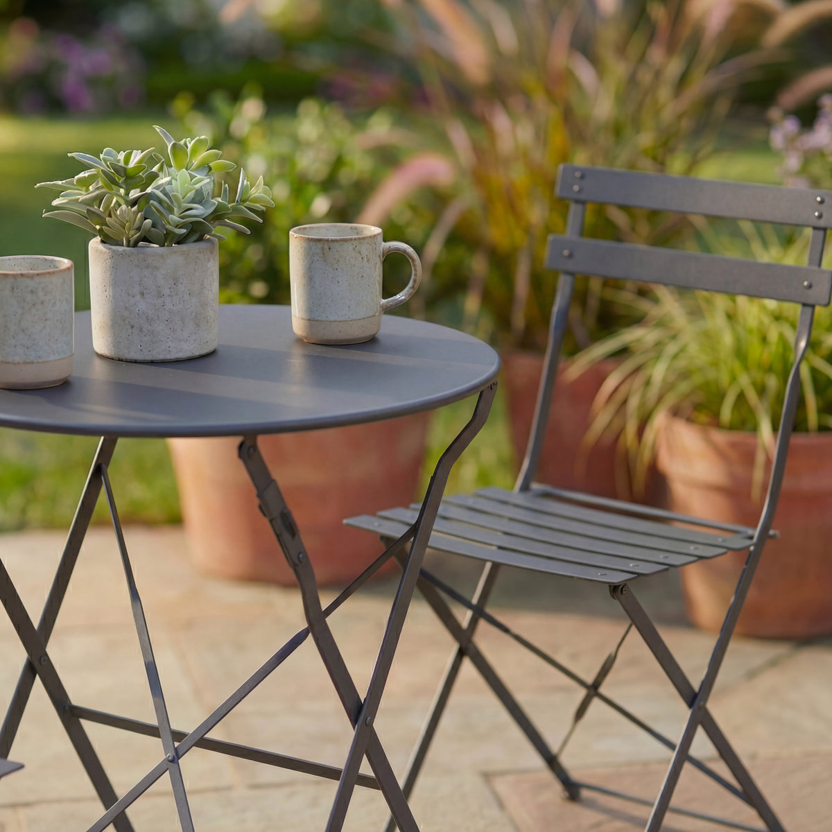 Porto 2-Seater Metal Bistro Set - Dark Grey