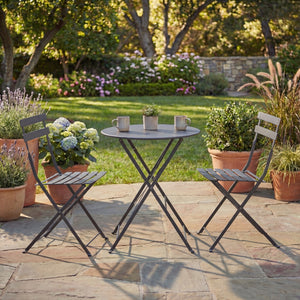 Porto 2-Seater Metal Bistro Set - Dark Grey