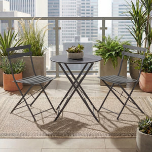 Porto 2-Seater Metal Bistro Set - Dark Grey