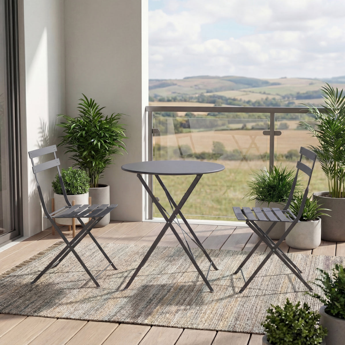 Porto 2-Seater Metal Bistro Set - Dark Grey