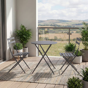 Porto 2-Seater Metal Bistro Set - Dark Grey