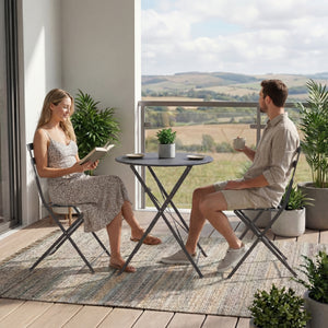 Porto 2-Seater Metal Bistro Set - Dark Grey