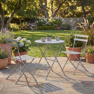 Porto 2-Seater Metal Bistro Set - Light Grey