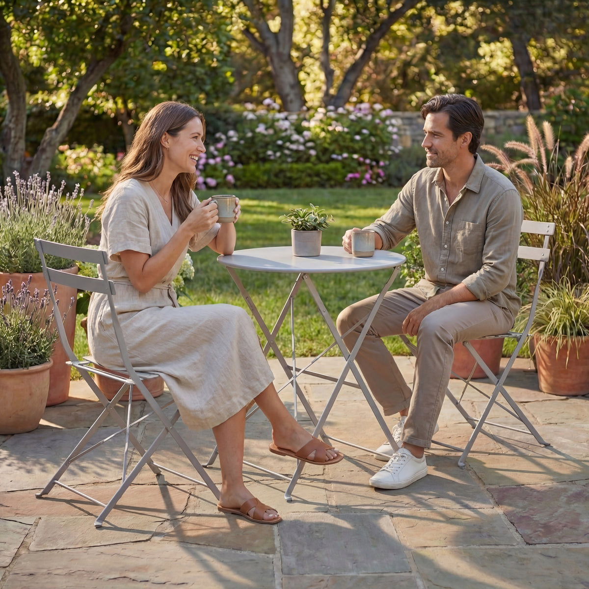 Porto 2-Seater Metal Bistro Set - Light Grey