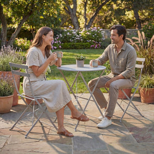Porto 2-Seater Metal Bistro Set - Light Grey