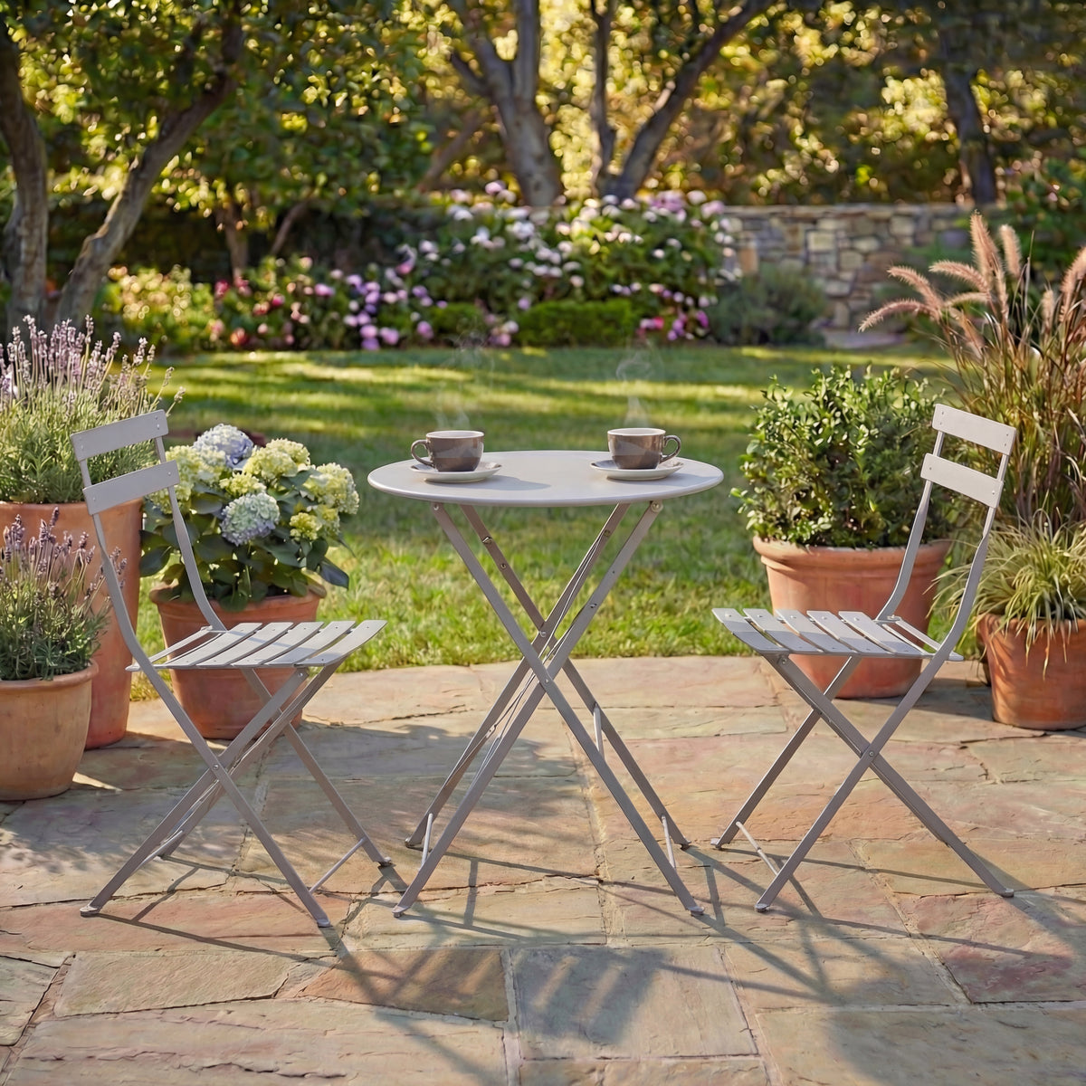 Porto 2-Seater Metal Bistro Set - Light Grey