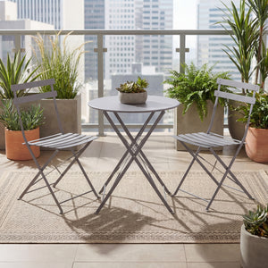 Porto 2-Seater Metal Bistro Set - Light Grey