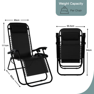 2-Pack Zero Gravity Chairs, Black UKFR
