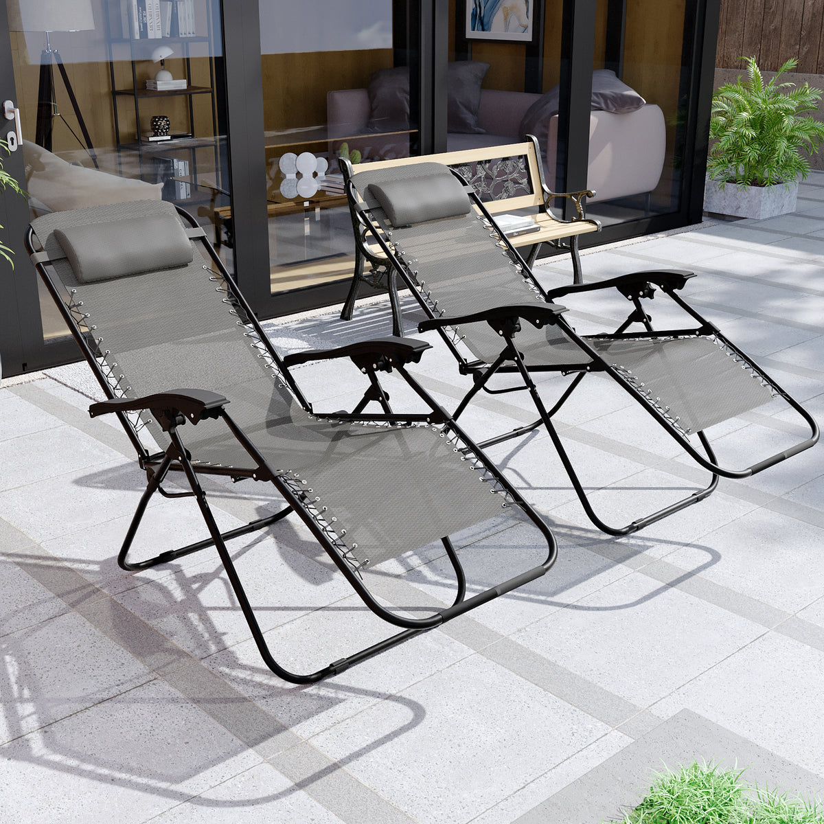2-Pack Zero Gravity Chairs, Grey UKFR