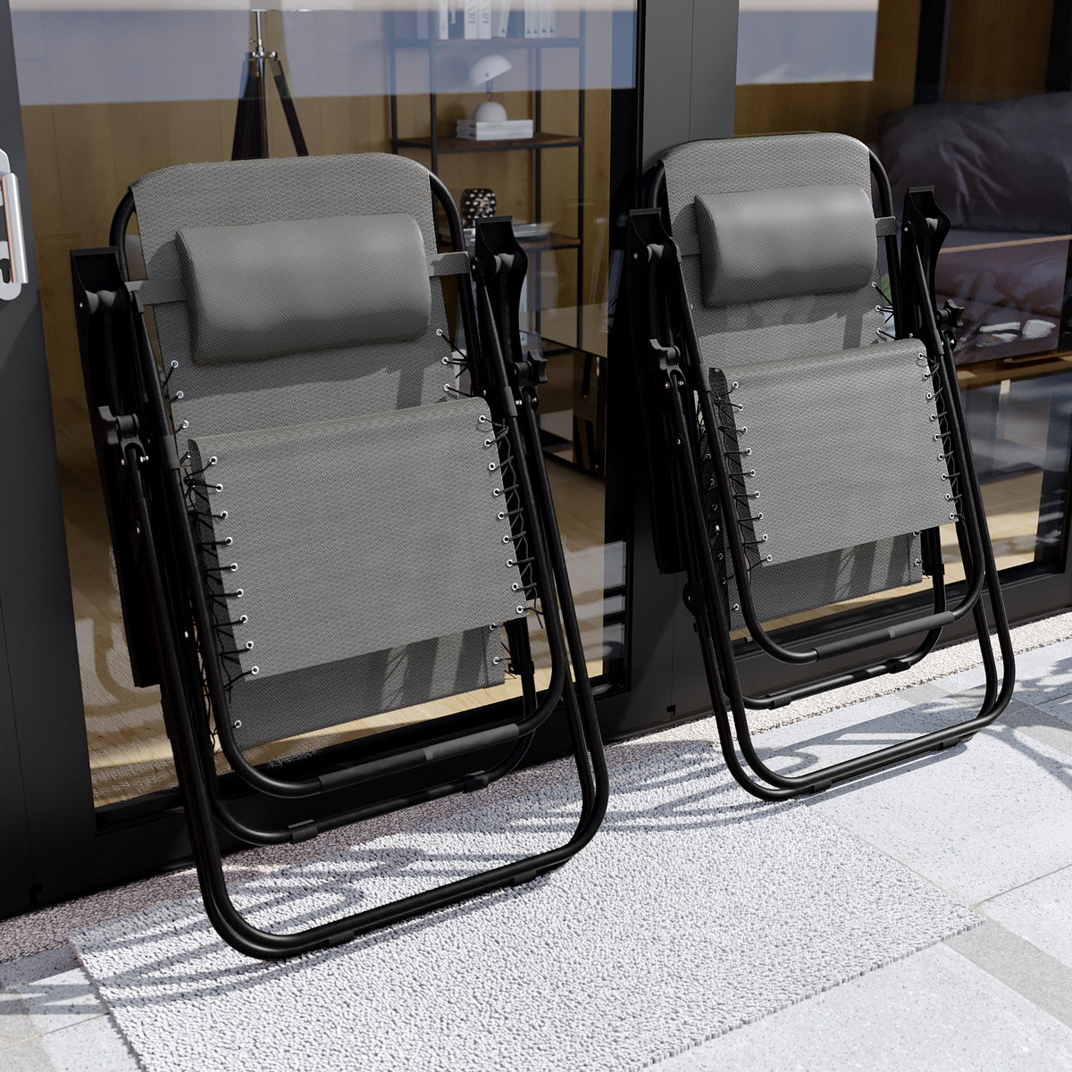 2-Pack Zero Gravity Chairs, Grey UKFR