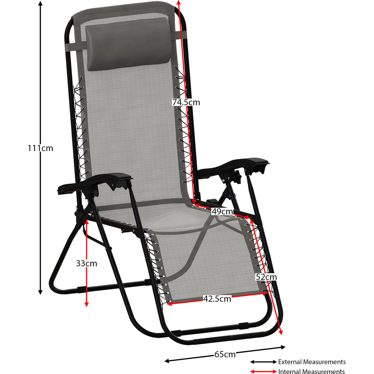 2-Pack Zero Gravity Chairs, Grey UKFR