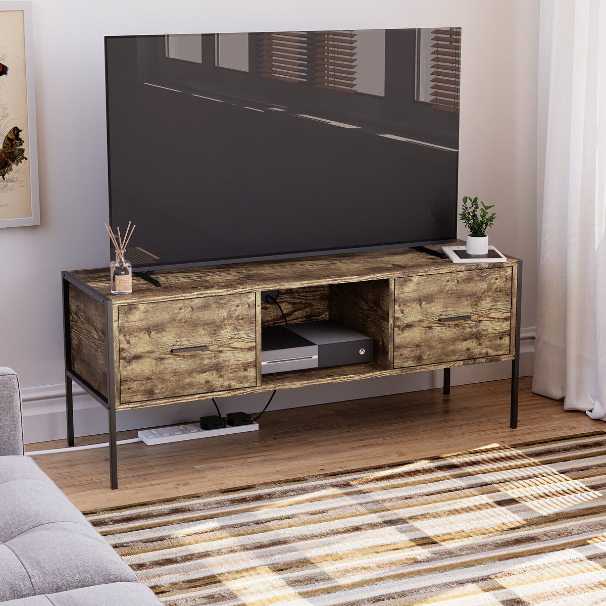Brooklyn 2-Drawer TV Unit - Dark Wood