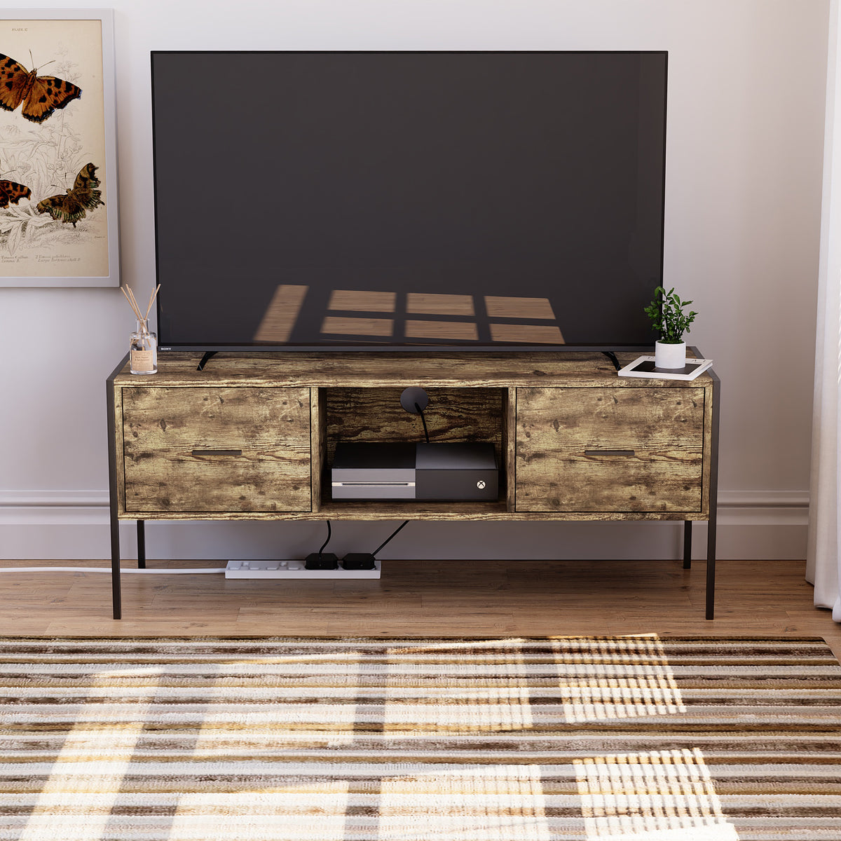 Brooklyn 2-Drawer TV Unit - Dark Wood