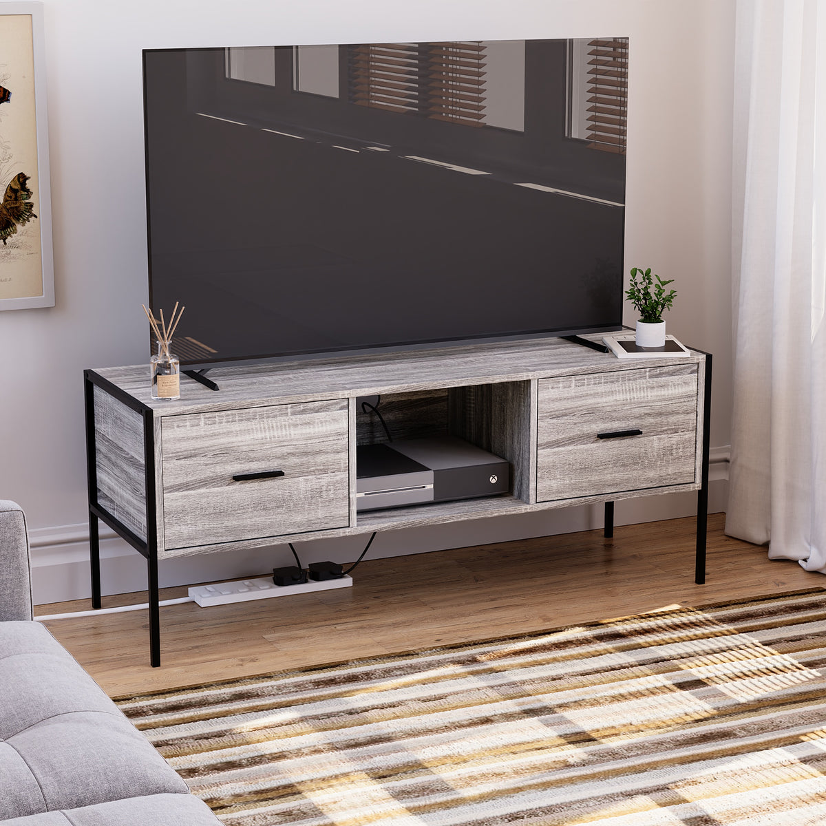 Brooklyn 2-Drawer TV Unit - Grey