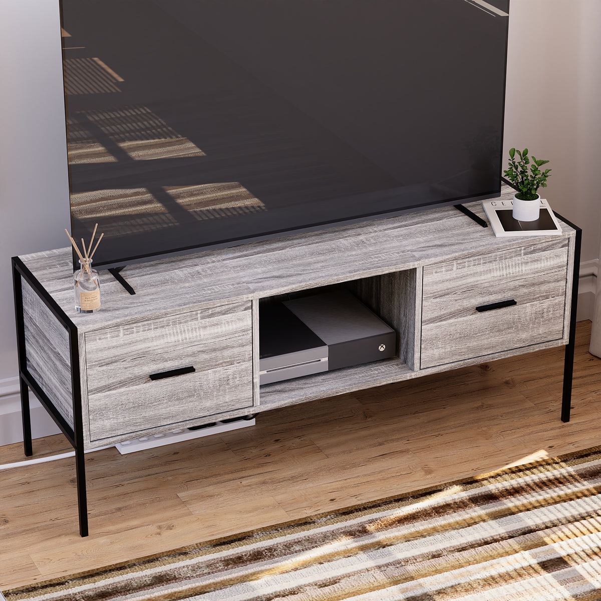 Brooklyn 2-Drawer TV Unit - Grey