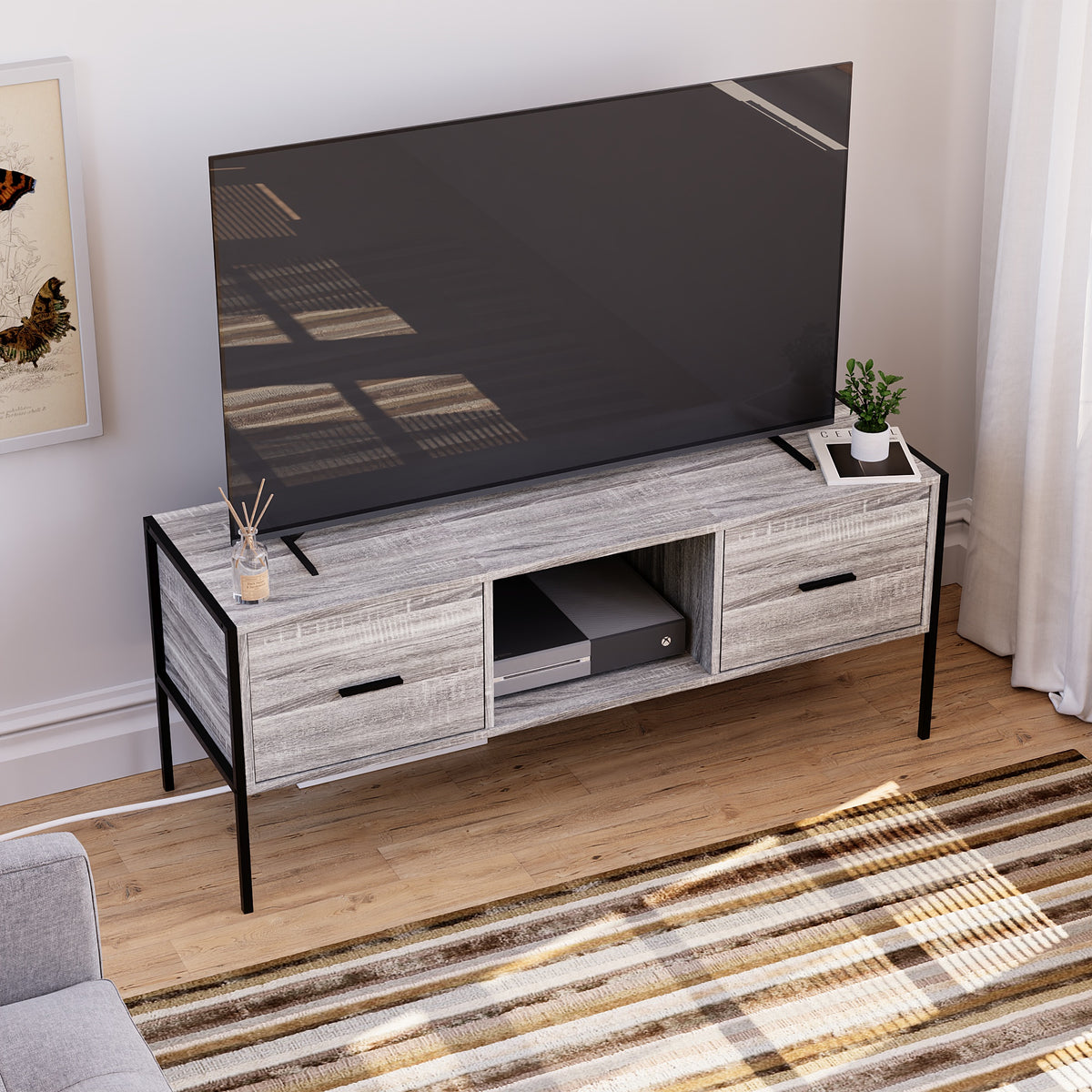 Brooklyn 2-Drawer TV Unit - Grey