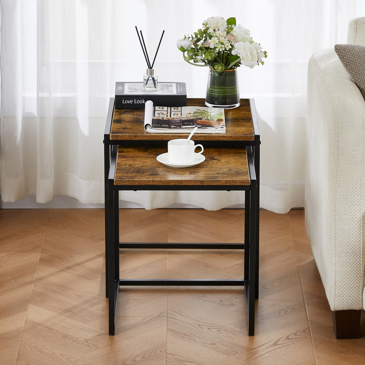 Brooklyn Nest of 2 Tables - Dark Wood