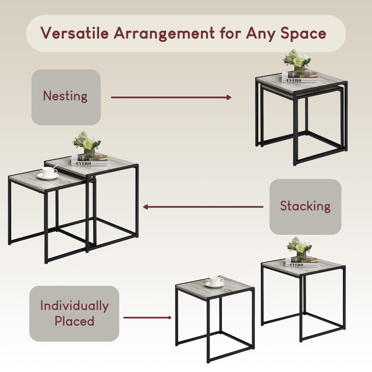 Brooklyn Nest of 2 Tables - Grey