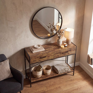 Brooklyn 2-Drawer Console Table - Dark Wood