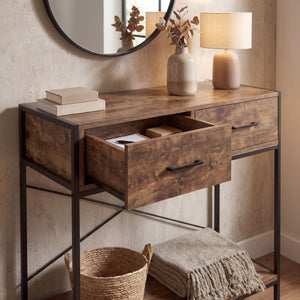 Brooklyn 2-Drawer Console Table - Dark Wood
