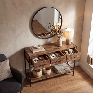 Brooklyn 3-Drawer Console Table - Dark Wood
