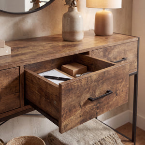 Brooklyn 3-Drawer Console Table - Dark Wood
