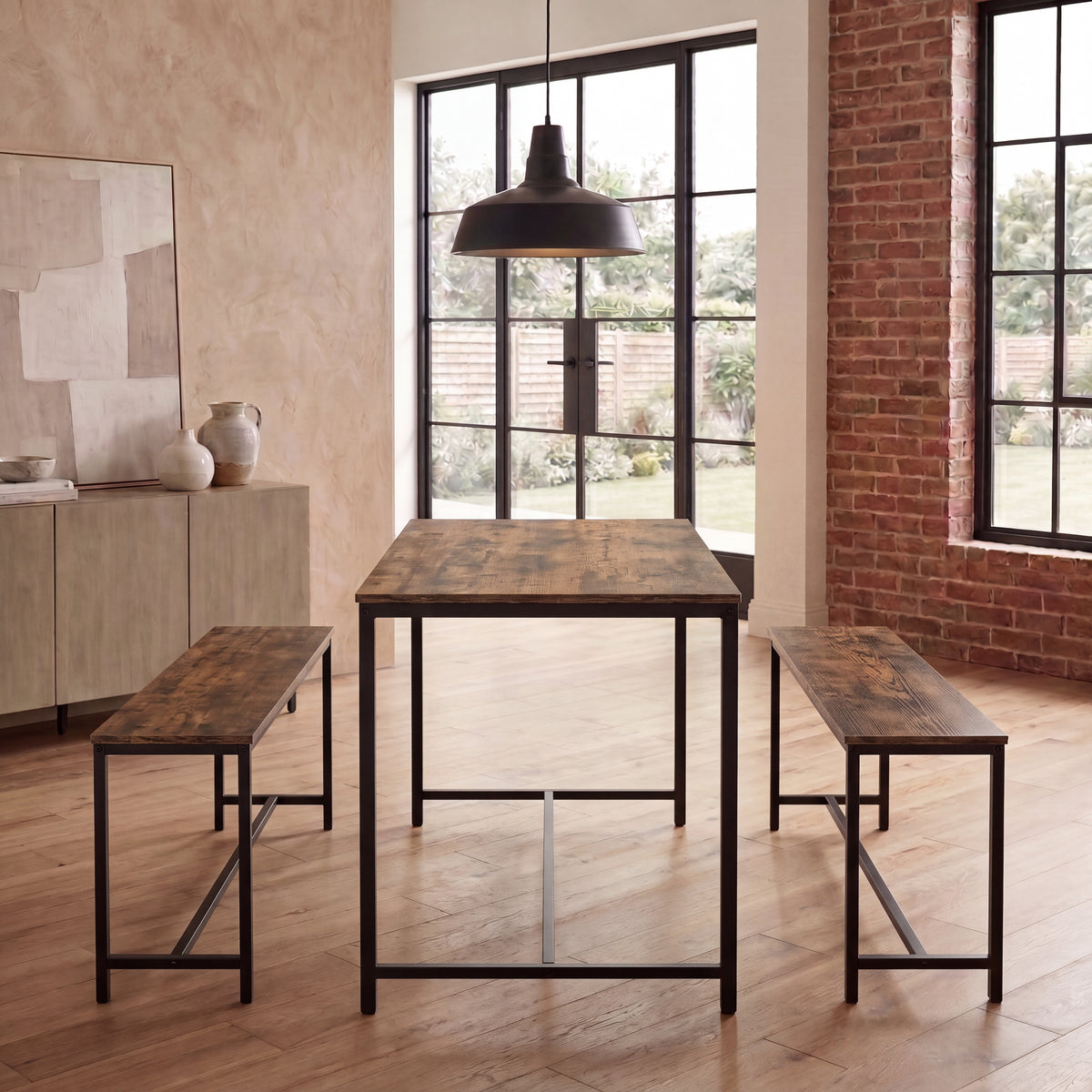 Brooklyn 4-Seater Dining Set - Dark Wood