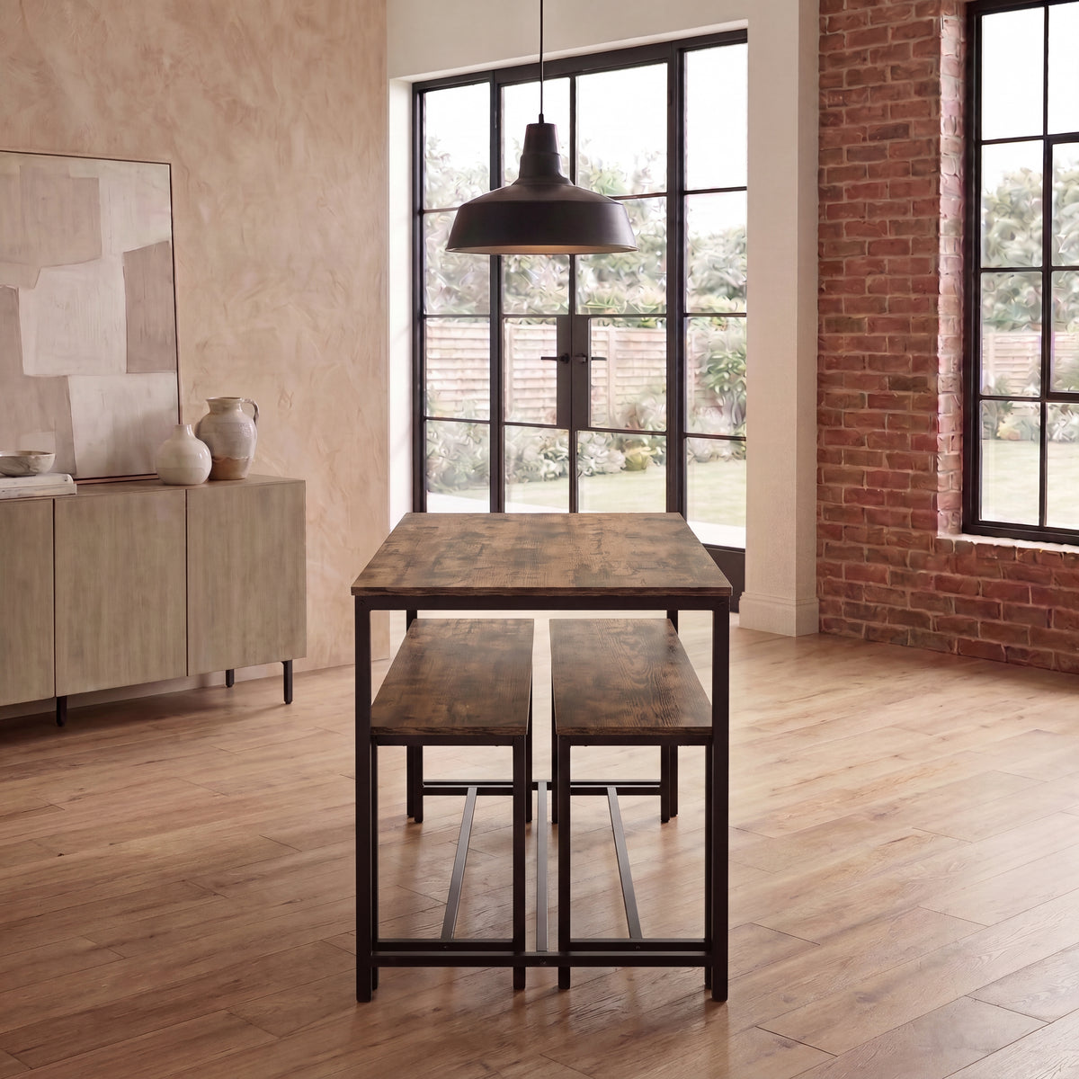 Brooklyn 4-Seater Dining Set - Dark Wood