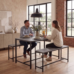 Brooklyn 4-Seater Dining Set - Dark Wood