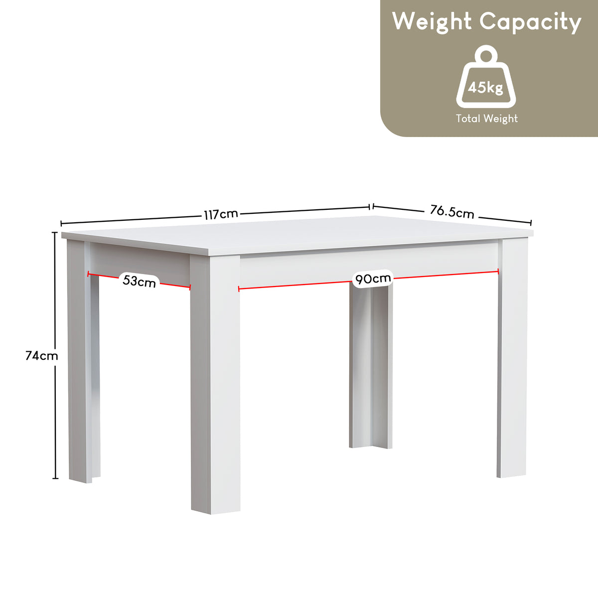 Medina 4-Seater Dining Table - White