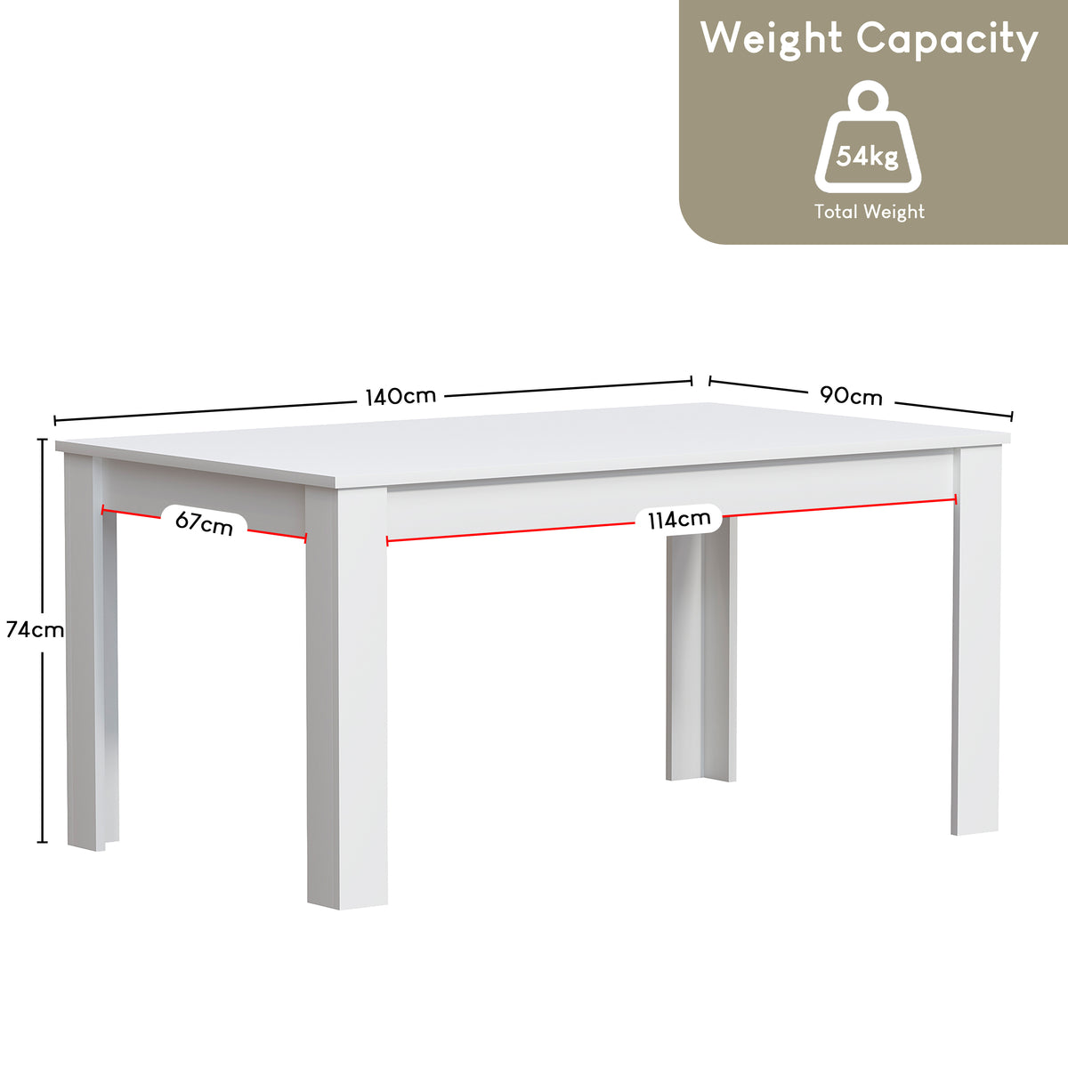 Medina 6-Seater Dining Table - White