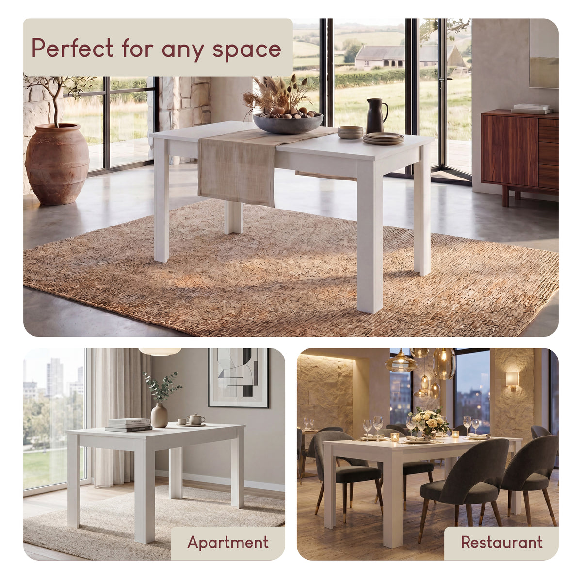 Medina 6-Seater Dining Table - White