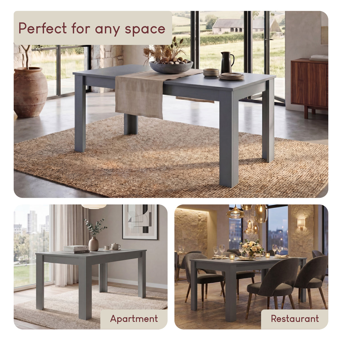 Medina 4-Seater Dining Table - Grey