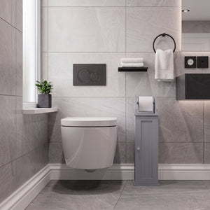Toilet Roll Holder & Cupboard, Grey (FSC 100%)