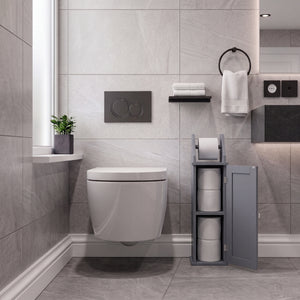 Toilet Roll Holder & Cupboard, Grey (FSC 100%)