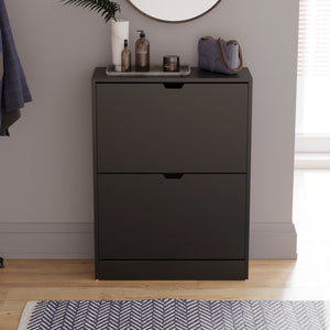 2-Drawer Shoe Cabinet, Black