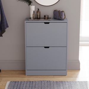2-Drawer Shoe Cabinet, Grey