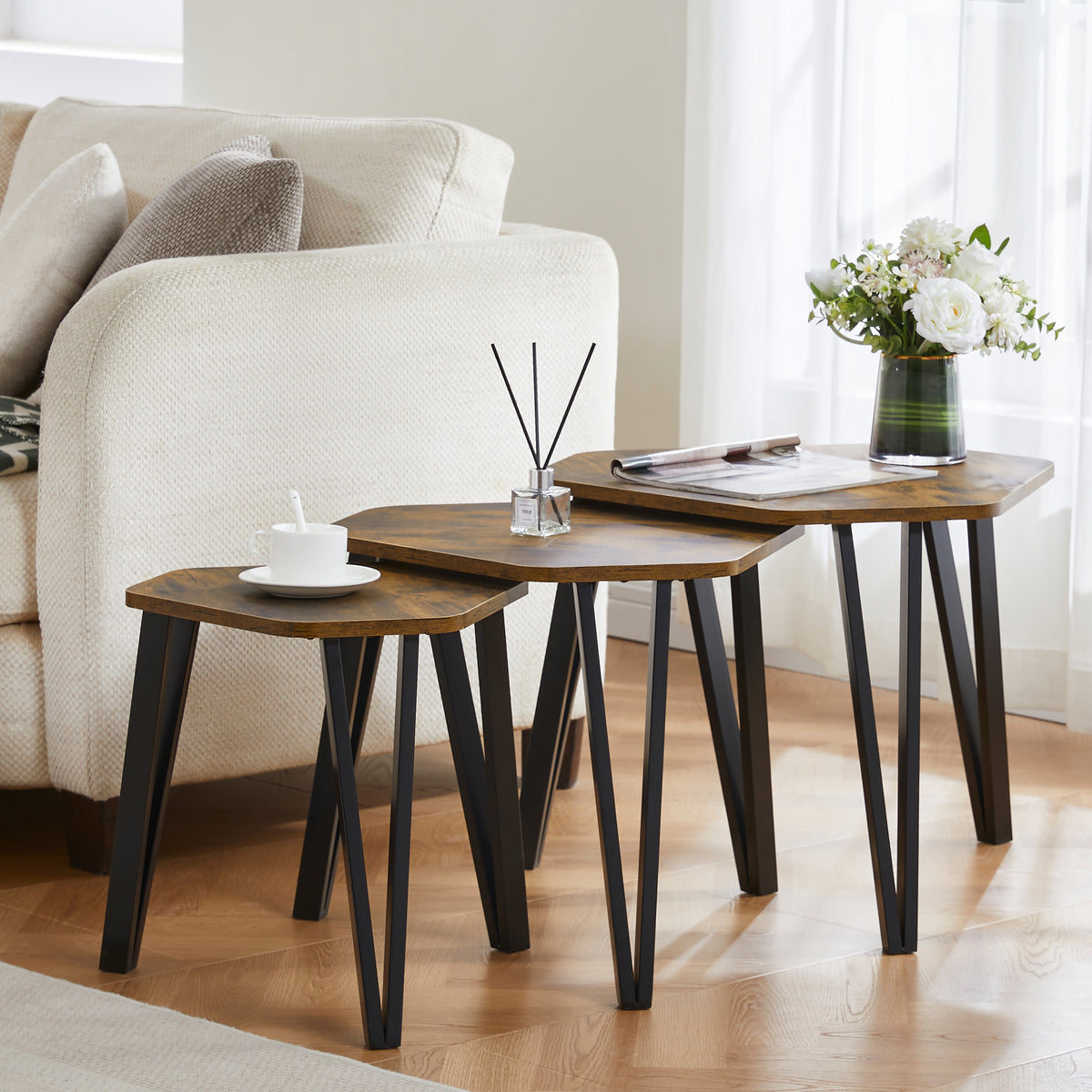 Brooklyn Nest of 3 Tables - Dark Wood